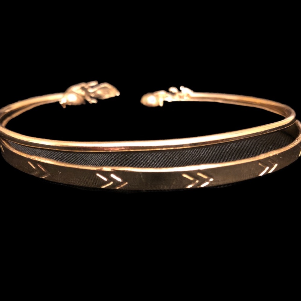 Gold stackable cuff bangle bracelets - Picture 2 of 3